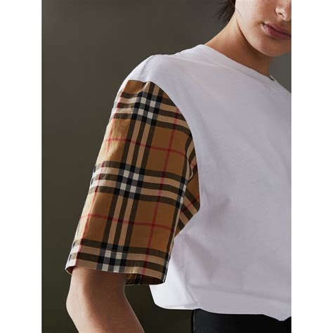 burberry vintage check sleeve cotton t-shirt|Burberry checked cotton poplin shirt.